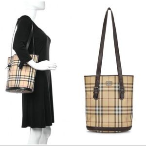 💯 Authentic Burberry House Check Bucket Bag Shoulder Bag Purse Y2K Vintage Rare